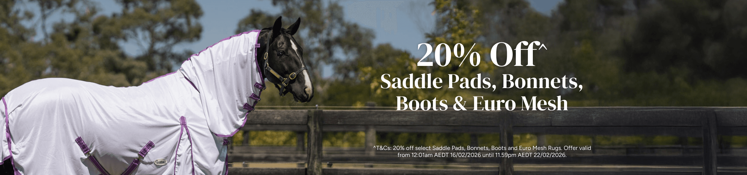 20% Off Saddle Pads, Bonnets, Boots & Euro Mesh